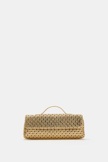 BRAIDED CLUTCH BAG - Gold by Zara
