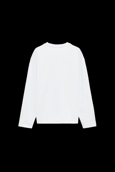 LANGARM-T-SHIRT MIT ETIKETT - Weiß von Zara