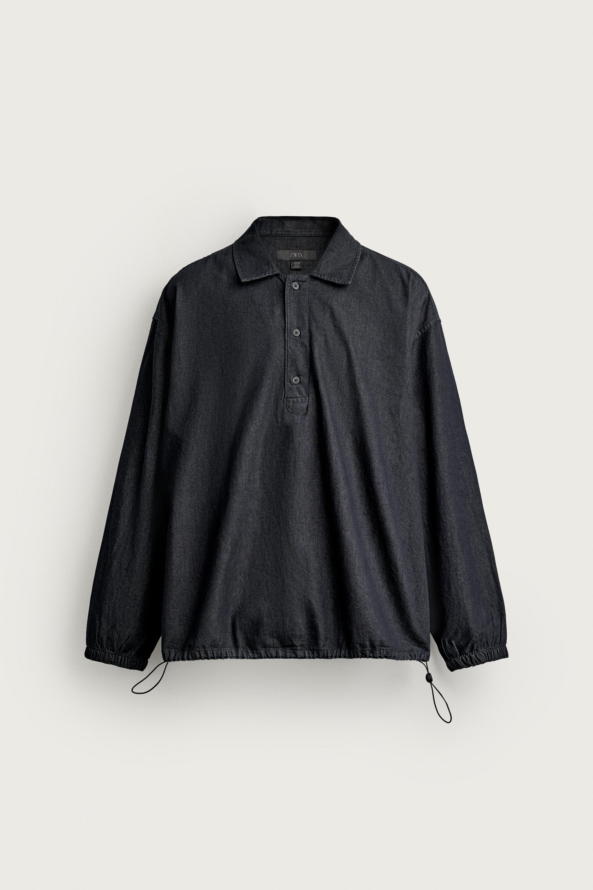 RELAXED FIT DENIM POLO SHIRT