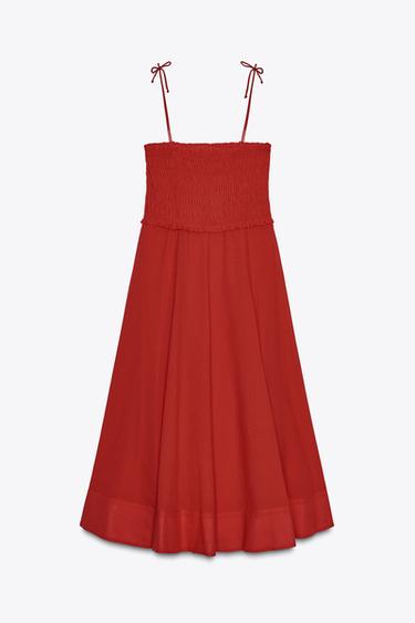 MIDI-KLEID AUS BAUMWOLLE ZW COLLECTION - Rot von Zara - Bild 0