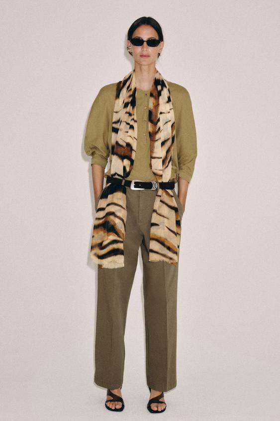 ANIMAL PRINT MODAL SILK SCARF from Zara - $45.90