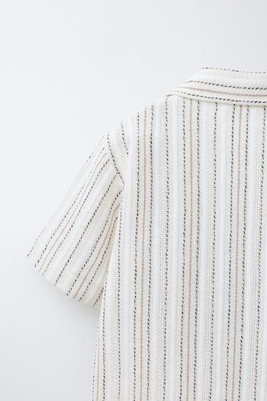 STRIPED PRINT BOWLING SHIRT - Ecru by Zara - Image 3