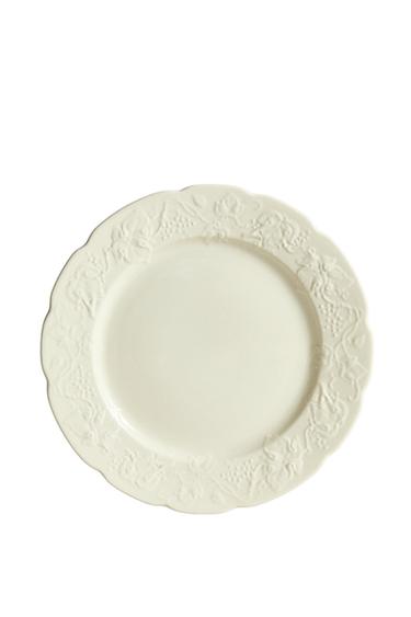 GRAPE DESIGN PORCELAIN DESSERT PLATE - Cream by Zara
