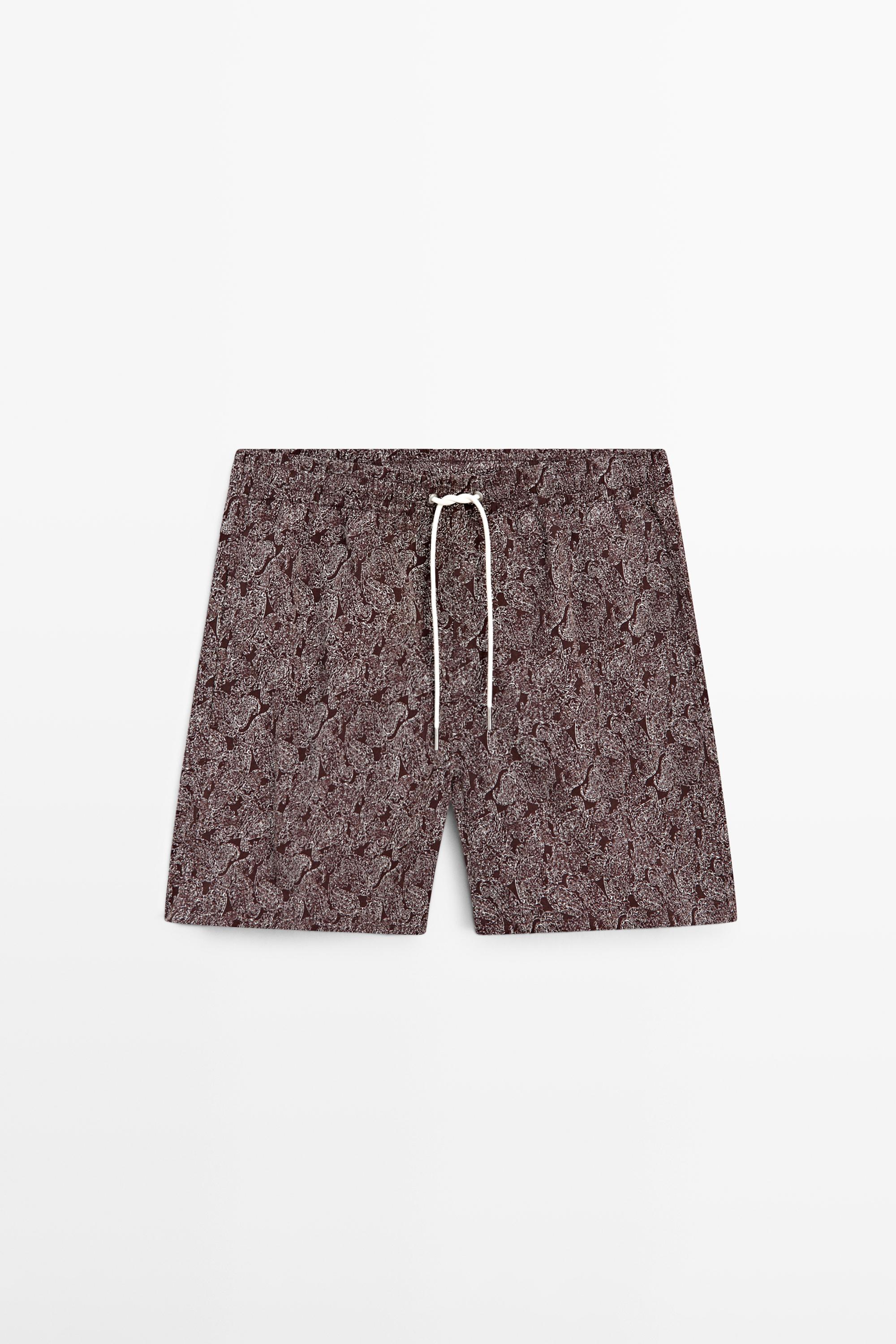 Paisley print swimming trunks — Brick