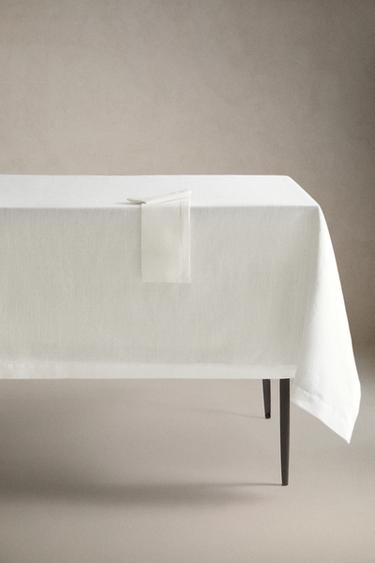 PLAIN-COLOURED LINEN TABLECLOTH - White by Zara