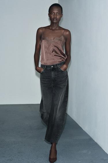 JEANS ZW COLLECTION BARREL TIRO ALTO - Negro de Zara