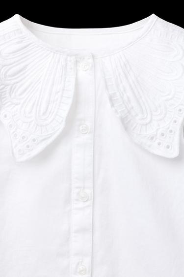 EMBROIDERED COLLAR SHIRT - White by Zara