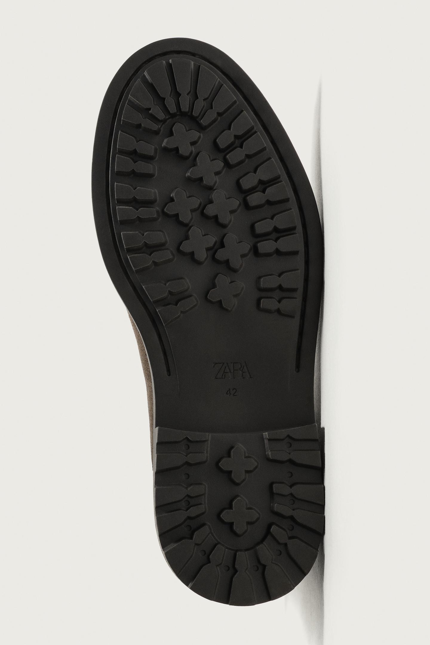 Мужские ботинки Zara Leather Track Sole, цвет: Серо-коричневый серый — фото 4
