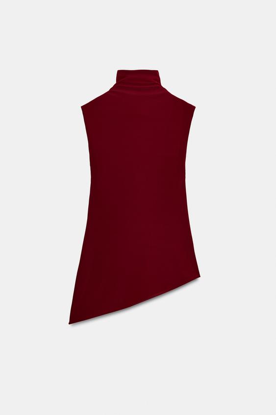 TOP FLUIDE ASYMÉTRIQUE - Rouge foncé de Zara - Image 1