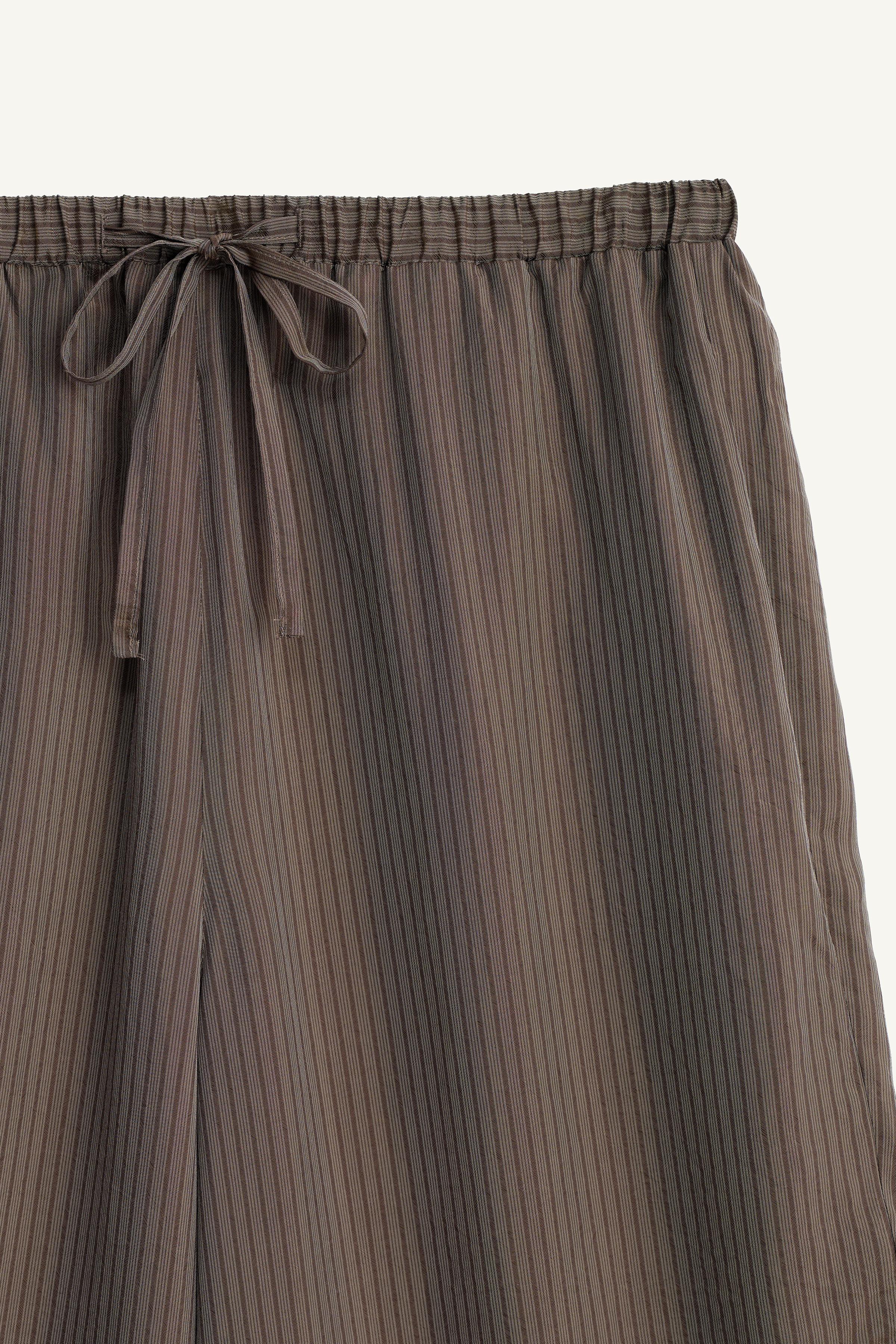 VISCOSE-CUPRO STRIPED BALLOON FIT PANTS