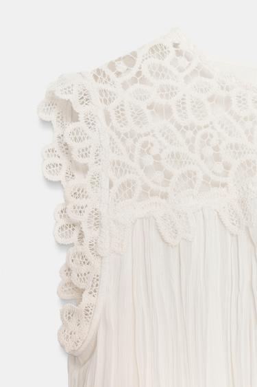 CONTRAST CROCHET TOP - Ecru by Zara - Image 7