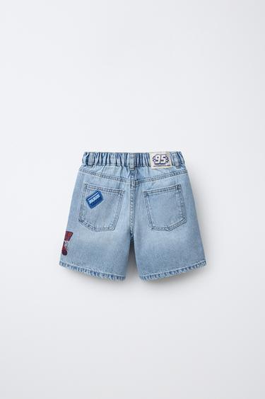 DENIM BERMUDA MET CARS BLIKSEM MCQUEEN © DISNEY PATCHES - Middenblauw van Zara