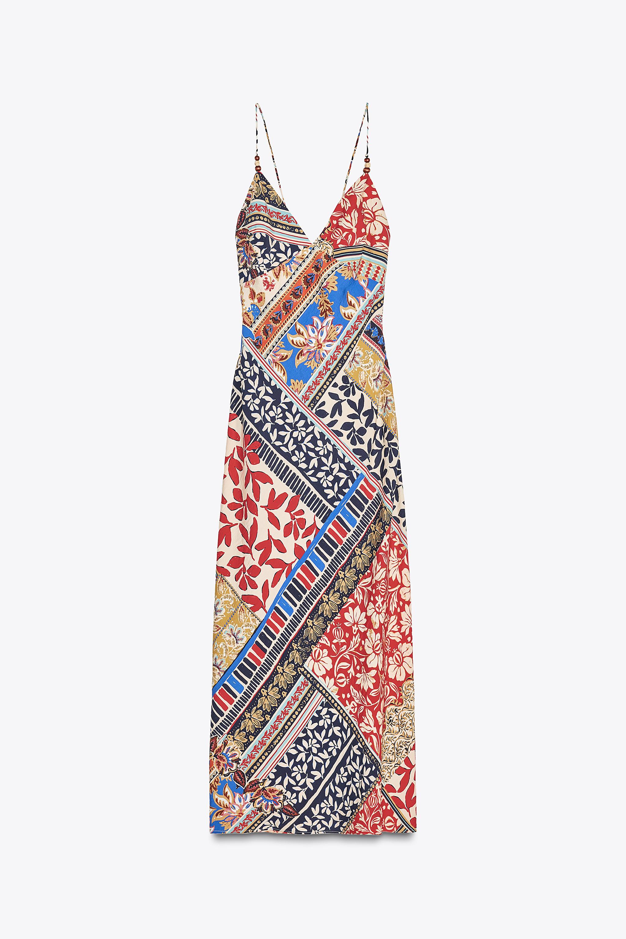 パッチワーク プリント ミディ ワンピース - マルチカラ― | ZARA