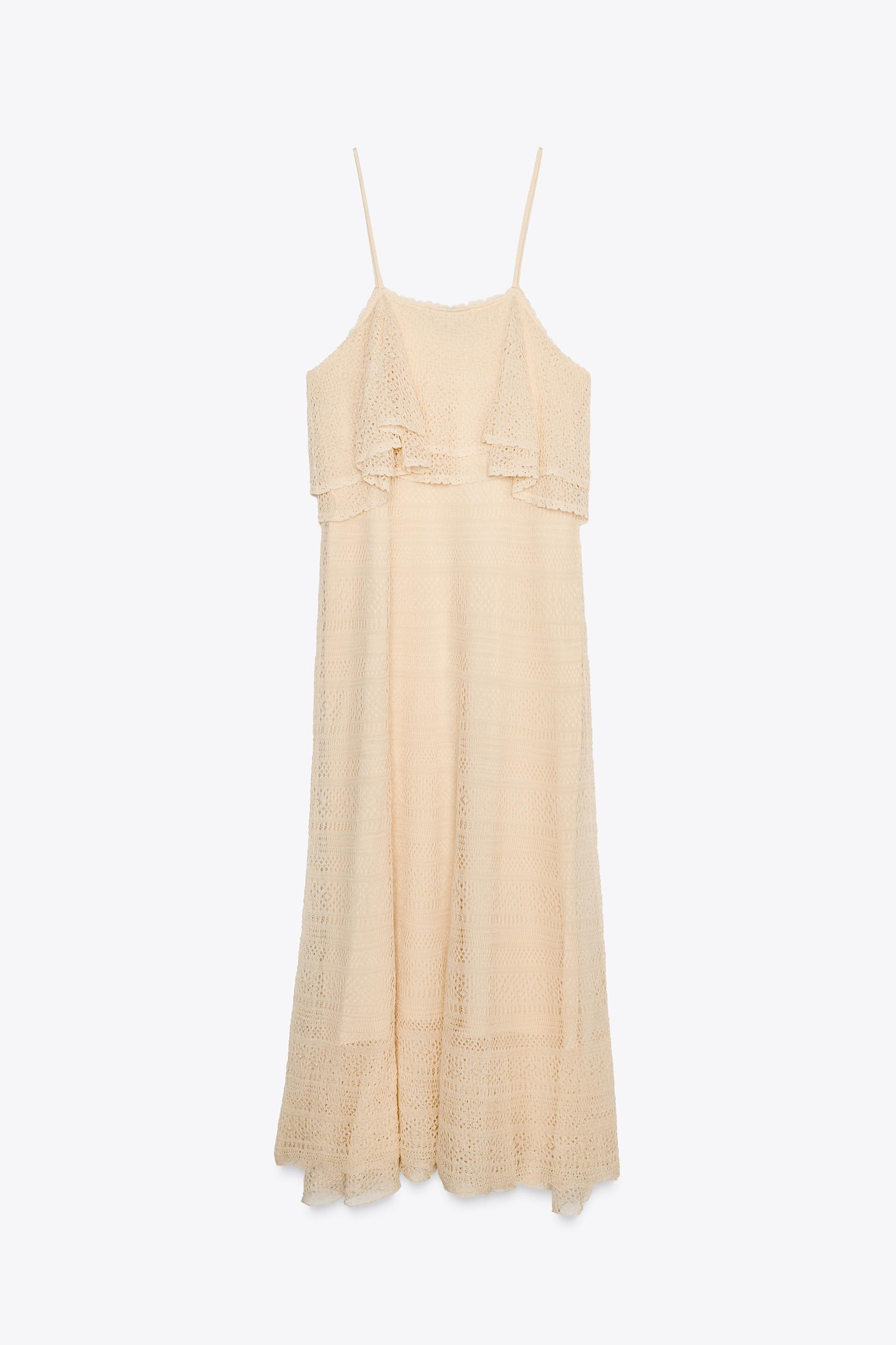 POINTELLE KNIT RUFFLED DRESS - Butter | ZARA Canada