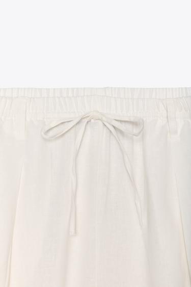PANTALON AVEC LIN - Blanc cassé de Zara - Image 7