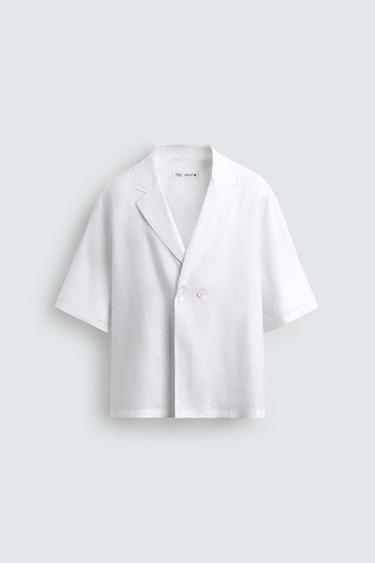 100% LINEN KIMONO SHIRT - White by Zara
