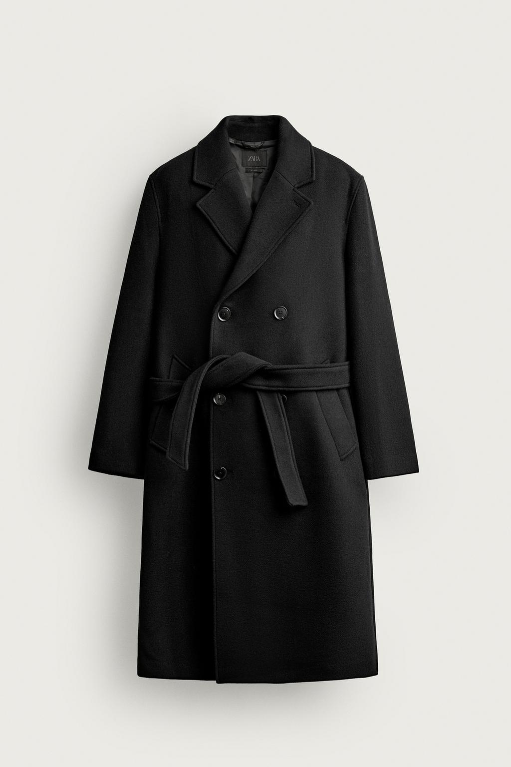 WOOL BLEND BELTED DOUBLE-BREASTED COAT