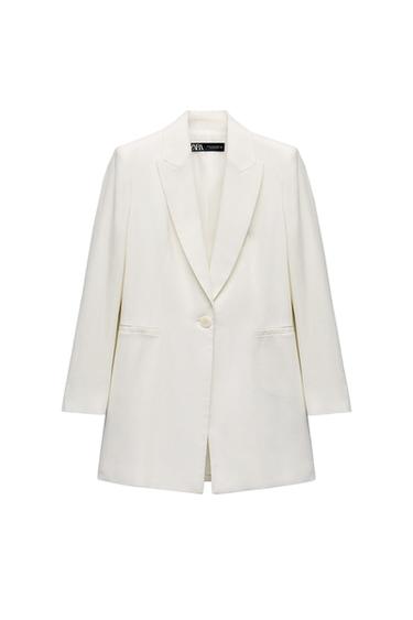 TAILORED LINEN BLEND LONGLINE BLAZER