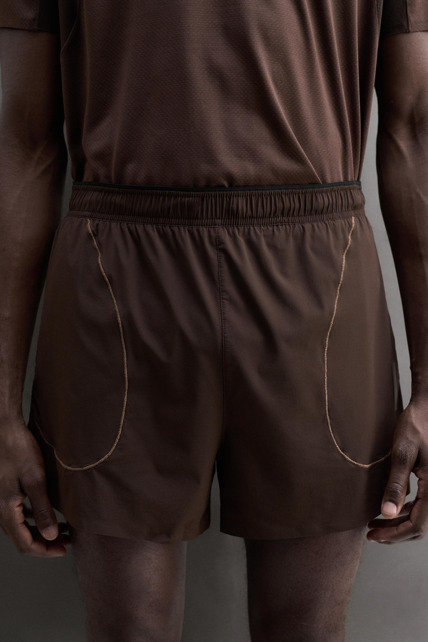 Мужские шорты Zara 5" Running, цвет: Коричневый — фото 5