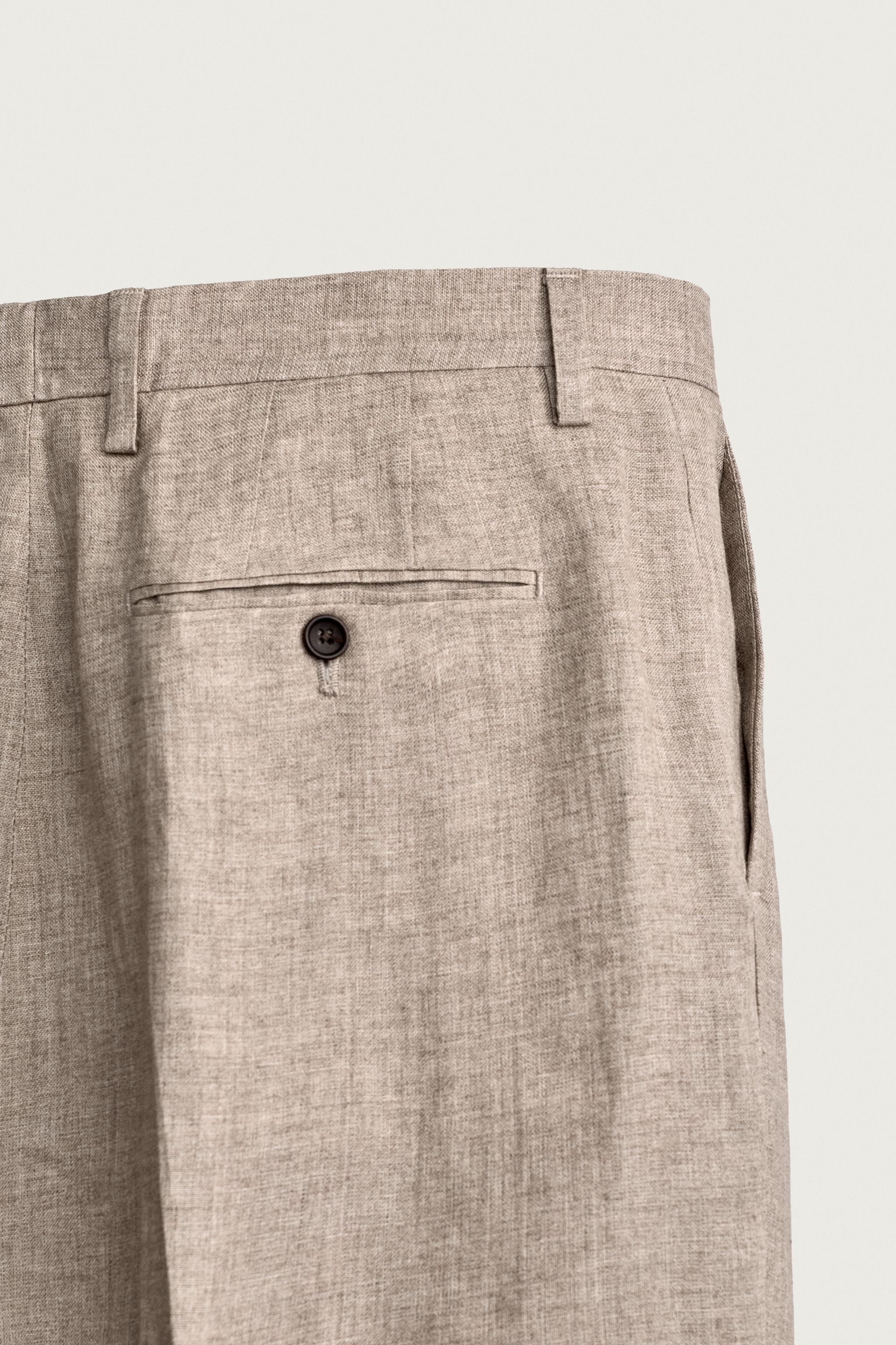 100% LINEN REGULAR FIT PANTS