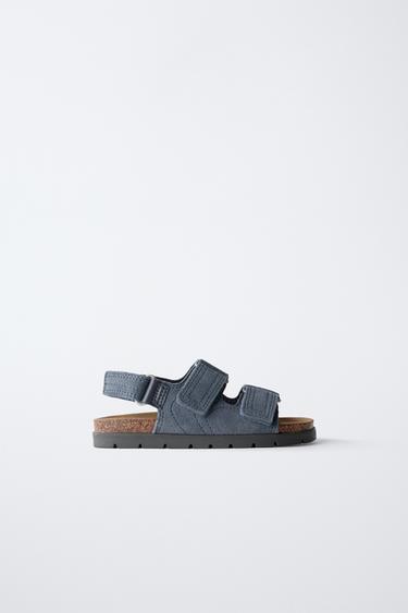 Zara LEATHER SANDALS - Blue - Image 0