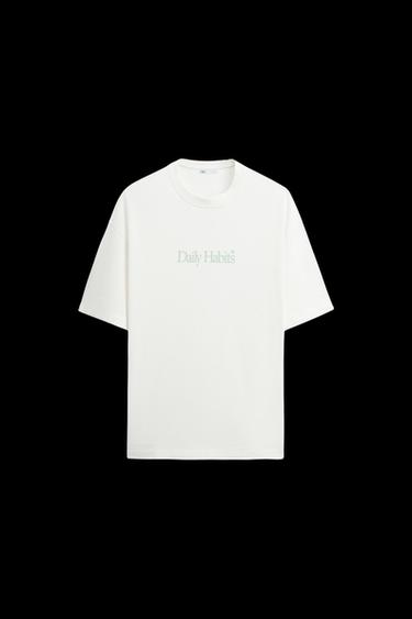T-SHIRT MIT SCHRIFTZUG - Cremefarben von Zara - Bild 0