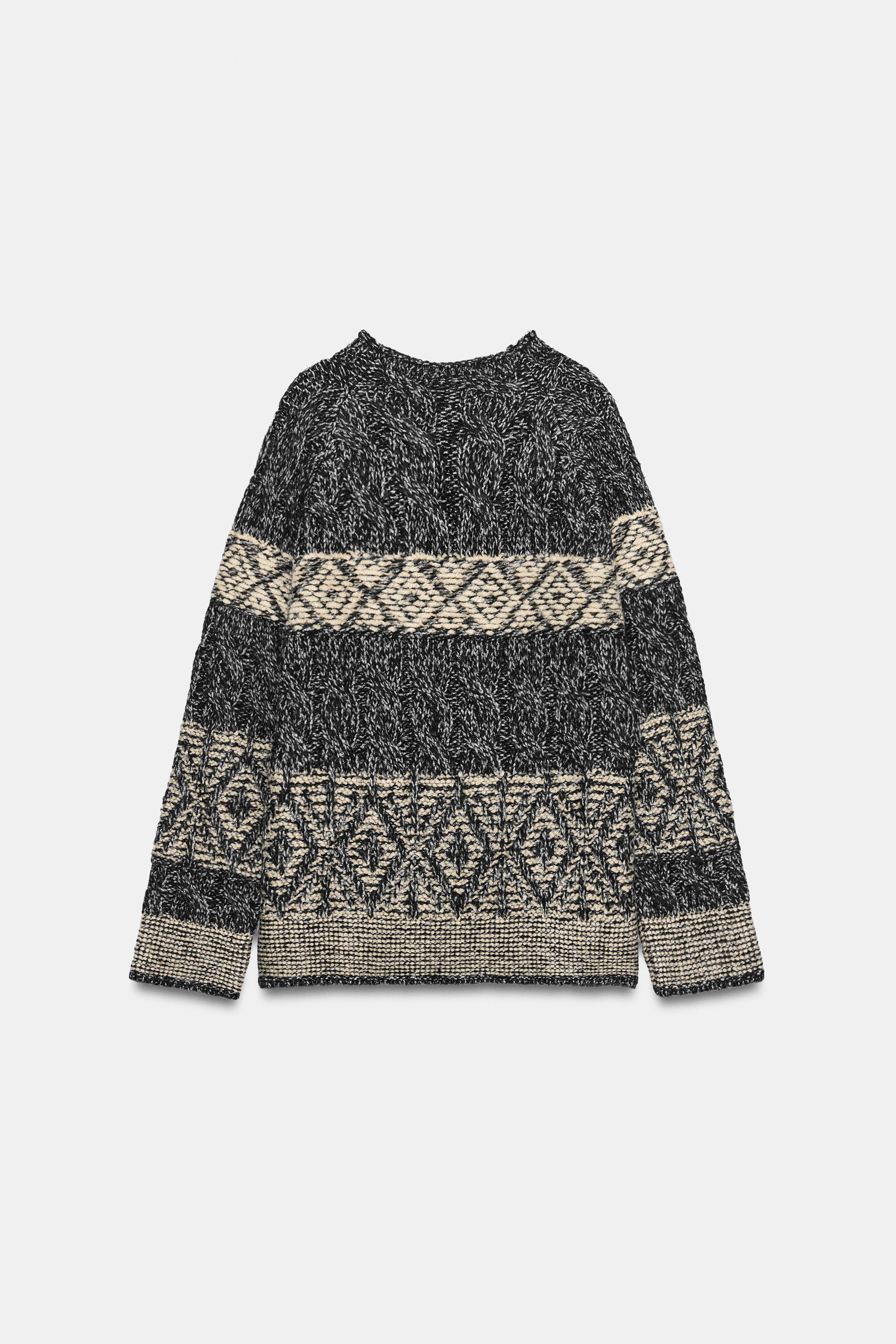 METALLIC THREAD JACQUARD SWEATER