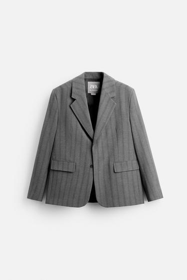 STRIPED SUIT BLAZER - Anthracite Grey by Zara