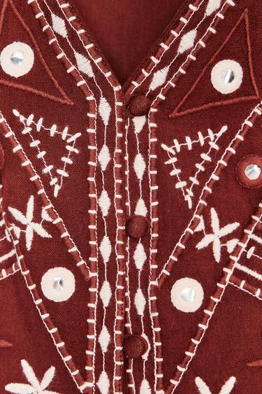 EMBROIDERED WAISTCOAT WITH MIRRORS - Terracotta by Zara - Image 7