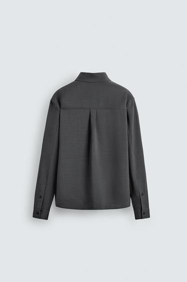 Zara RELAXED FIT FLOWY SHIRT - Gray