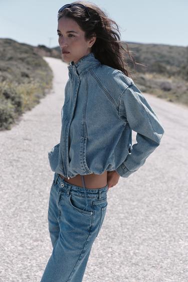 Z1975 HIGH-NECK DENIM BOMBER JACKET - Light blue by Zara - Image 3