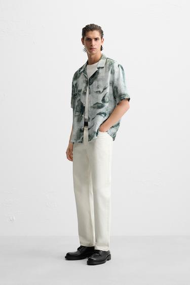 CHEMISE À IMPRIMÉ ABSTRAIT - Vert / Écru de Zara - Image 3