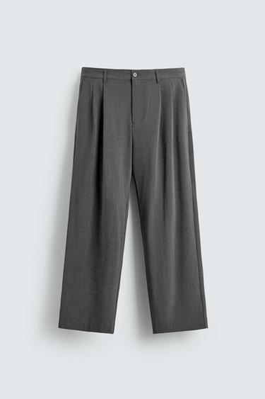 PANTALÓN WIDE FIT PLIEGUES - Gris de Zara
