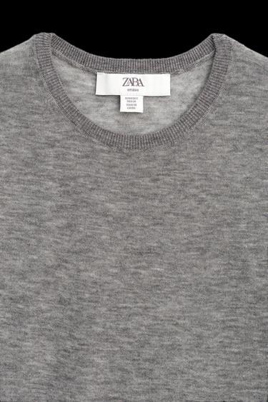 Zara 100% WOOL KNIT TOP LIMITED EDITION - Gray