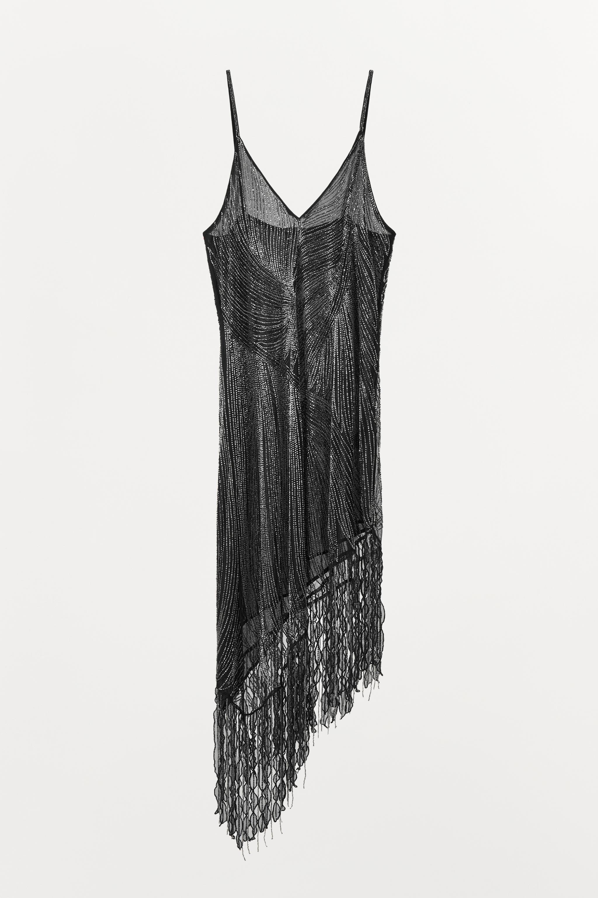 スペイン発送 ZARA ビーズフリンジドレス ブラック 数量限定！ org.jpg