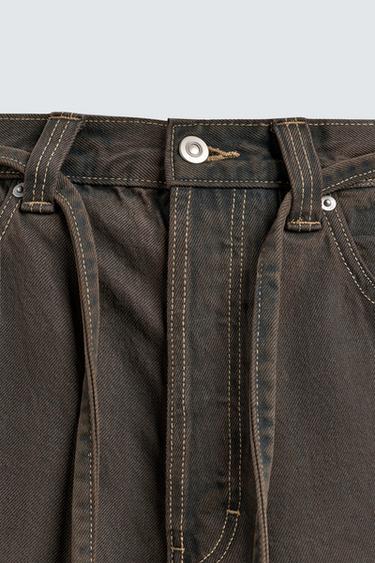 JORT EN DENIM À CEINTURE - Marron de Zara - Image 8