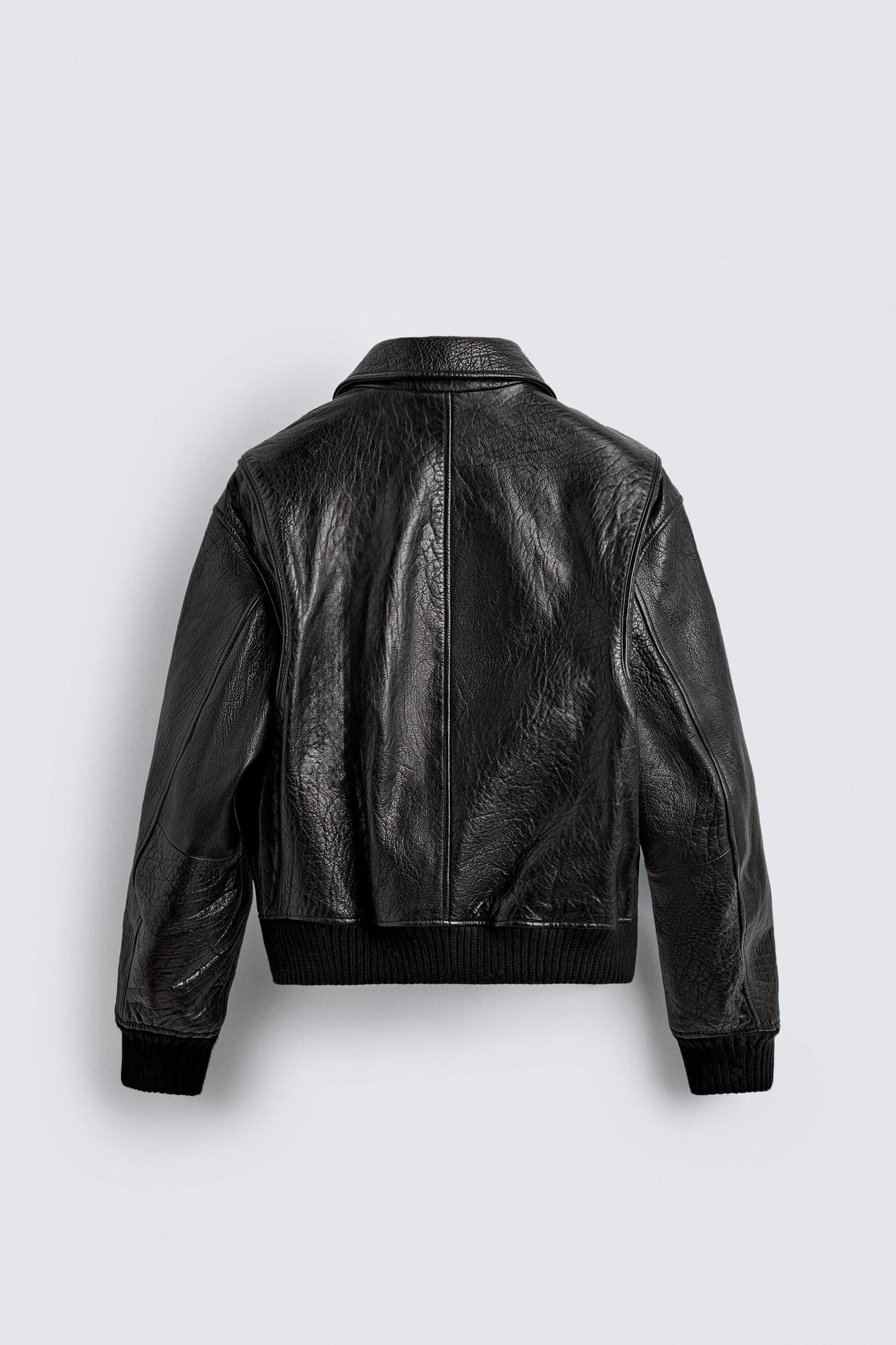 EMBOSSED LEATHER JACKET - Black | ZARA United States