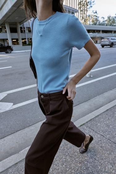 JERSEY MANGA CORTA PUNTO TACTO SUAVE - Azul claro de Zara