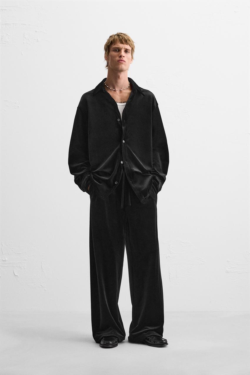 ベルベットジョガーウエストパンツ - ブラック | ZARA Japan / 日本