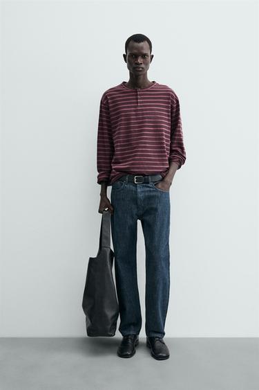 CAMISETA GOLA DE BOTÕES LISTRADA - listrado da Zara - Imagem 0