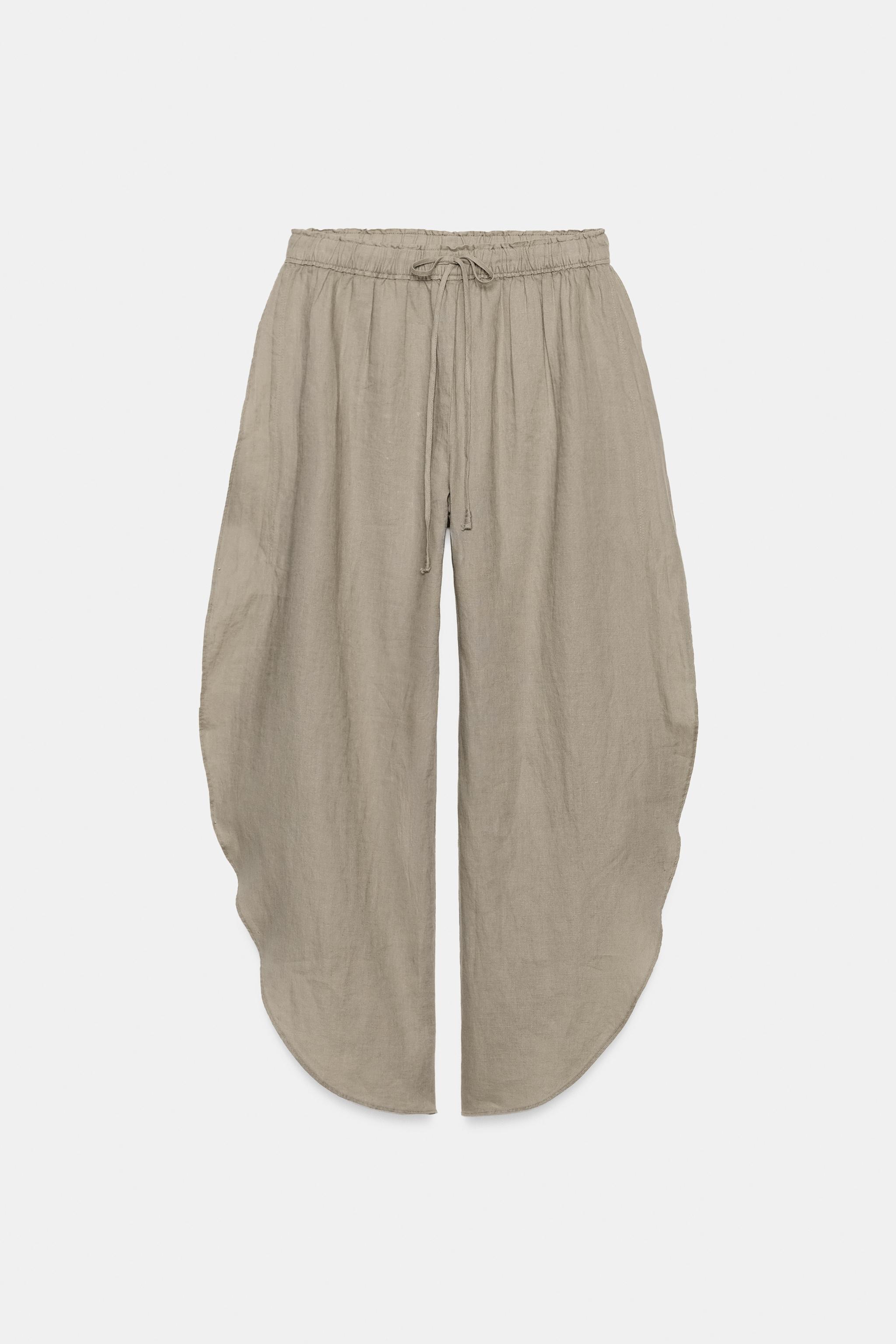 Женские брюки Zara ZW COLLECTION 100% LINEN VENTED PANTS — фото 7