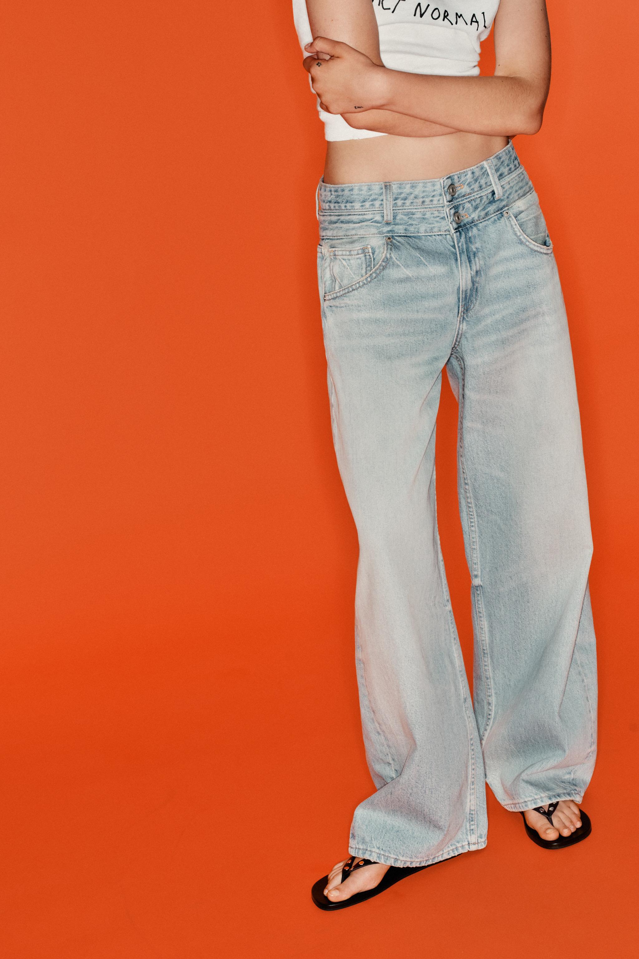 TRF STRAIGHT DOUBLE WAISTBAND MID-RISE JEANS