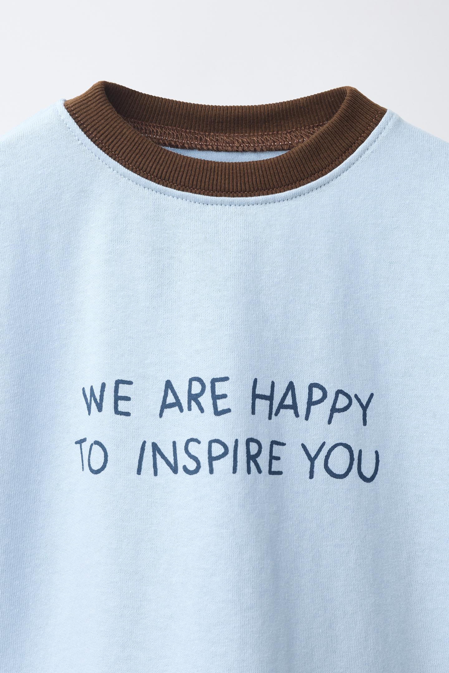 Детская футболка Zara Text Print, цвет: Светлый синий — фото 4
