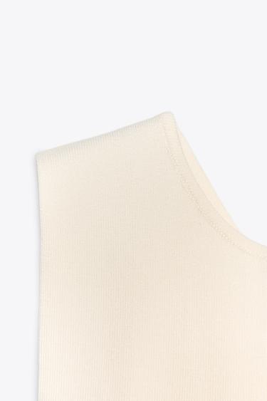 KNIT CUT-OUT BACK TOP - Ecru by Zara - Image 6