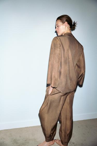 PANTALON IMPRIMÉ VOLUME - Marron de Zara - Image 2