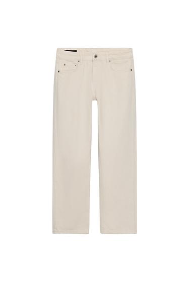 ZW COLLECTION MID-WAIST CIGARETTE JEANS - Ecru by Zara