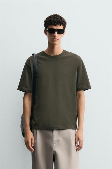 Zara RELAXED FIT T-SHIRT - Olive green