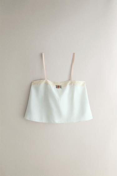 Zara FLORAL LACE TOP - Light blue - Image 0