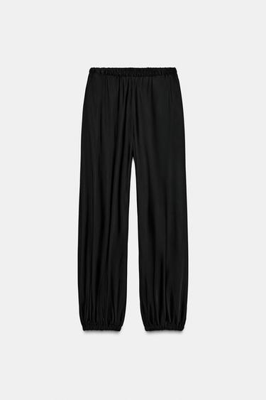 ZW COLLECTION SATIN TROUSERS - Black by Zara