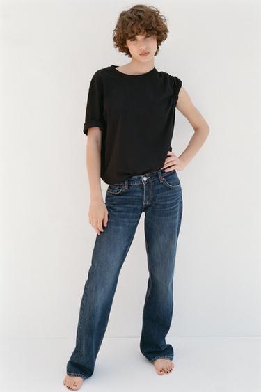 TRF WIDE-LEG LOW-RISE JEANS - Navy blue by Zara
